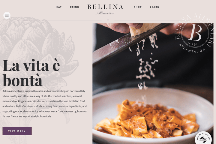 Bellina Alimentari website preview